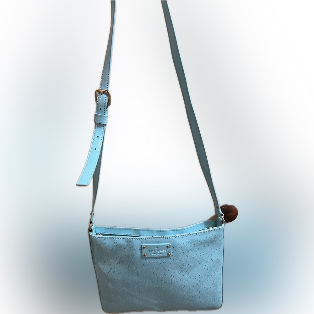Turquoise Blue Kate Spade Shiny Vinyl Crossbody Purse